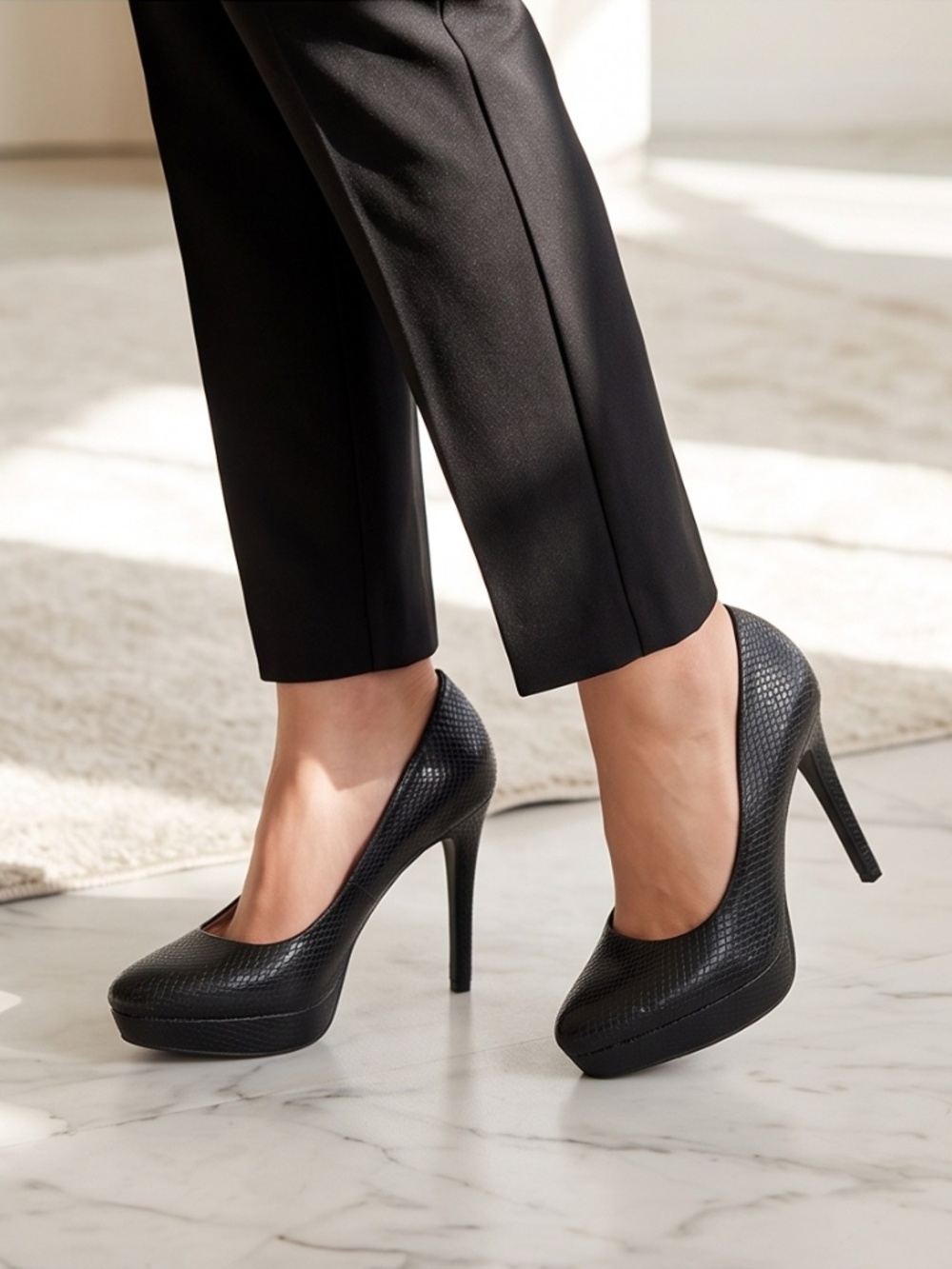 Stunning Black Textured Stiletto